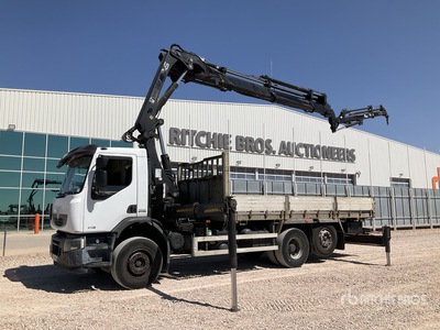 2004 Hiab 288-E 8800 kg Knuckle Boom on 2007 Renault Premium 410.26DXI 6x2 Lander Camion plataforma con grua