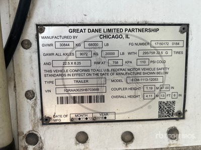 2017 Great Dane ESS111912053 53 ft T/A Refrigerated Trailer