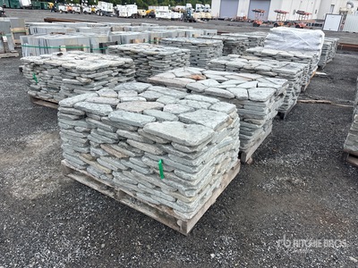 Quantity of (8) 1.5 in Tumbled Irregular Pavers & (7) Pallets 2 in Tumbled Irregular Pavers Divers - Équipement d'aménagement paysagé