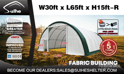2026 Suihe S306515R-300gPE 30 ft x 65 ft Storage Building (Unused)