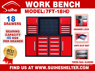 2026 Suihe NWB-H18DR-7 7 ft 18-Drawer Workbench (Unused)