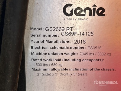2018 Genie GS2669RT Plateforme élévatrice à ciseaux