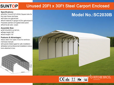 2026 SUNTOP SC2030B 20 ft x 30 ft Enclosed Marquesina (Unused)