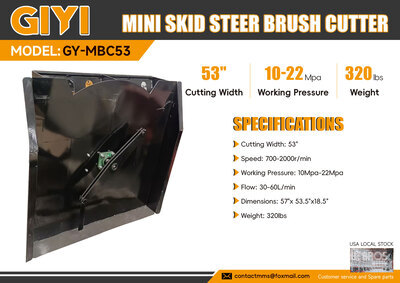 2026 GIYI GY-MBC53 Mini Skid Steer Brush Cutter (Unused)