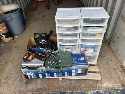 Mastercraft 1/2 HP Sump Pump, MotoMaster Power Inverters, Spray Guns & Assorted Tools ورش و مخازن متنوعة
