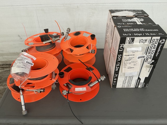 (3) Outdoor Power Cords, (3) Mounting Pads & Assorted Items
