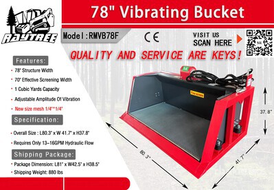 2026 Raytree RMVB78F 70 in Skid Steer Screening Bucket (Unused)