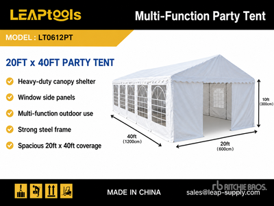 Quantity of (2) 2026 LEAPtools LT0612PT 40 ft x 20 ft x 10 ft Multi-Function Party Tent Recreation Unit (Unused)