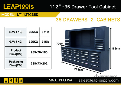 2026 LEAPtools LT112TC35D 2850 mm 35-Drawer Workbench (Unused)