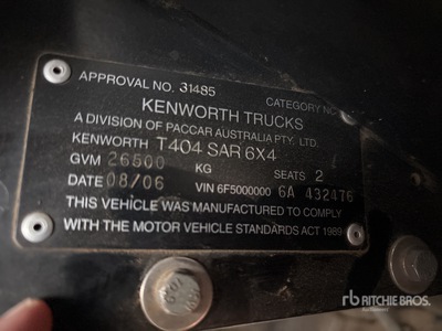2006 Kenworth T404SAR 6x4 Cabina con cuccetta per trattore stradale