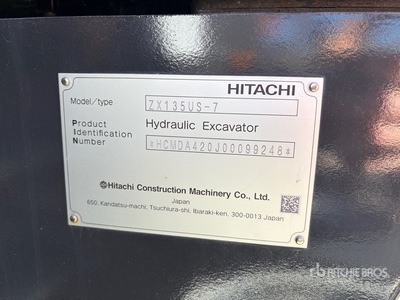 2024 Hitachi ZX135US-7 Tracked Excavator