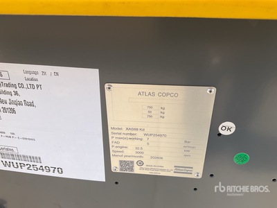 2026 Atlas Copco XAS 88 Air Compressor (Unused)