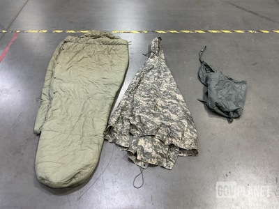(60) Stuff Sacks, (7) Wet Weather Ponchos, (13) Sleeping Bags & Assorted Items