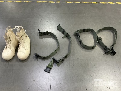 (58) Individual Belts, (11) Pairs of Boots, (11) Straps & Assorted Items