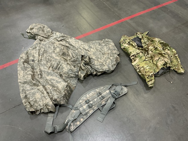 (21) Wet Weather Ponchos, (44) Molded Waist Belts & Assorted Items