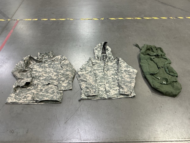 (16) Cold Weather Parkas, (44) Duffel Bags, (8) Jackets & Assorted Items