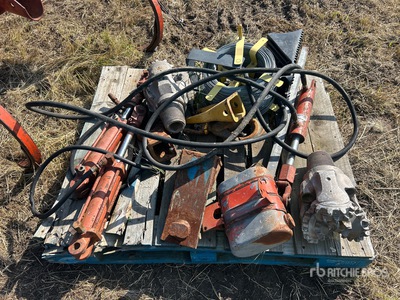 Quantity of Assorted Drill Bits, Hydraulic Cylinders, Hoses, Cable Reel & Parts