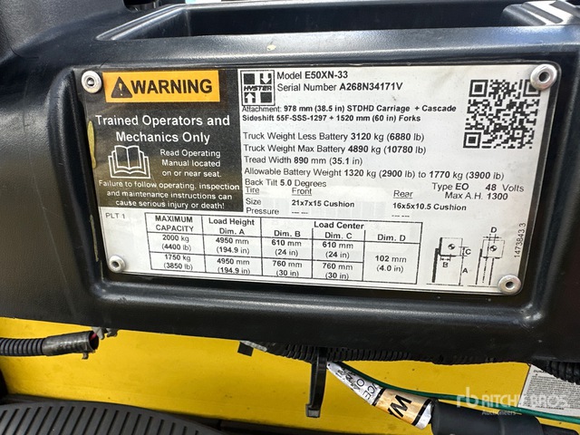 2021 Yale E50XN 4400 lb Electric Forklift