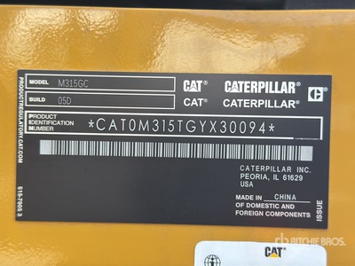 2026 Cat M315GC Excavadora Hidraulica sobre Neumaticos (Sin Usar) / Wheel Excavator (Unused)