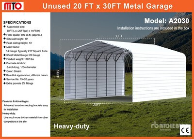 2026 MTO A2030 20 ft x 30 ft Enclosed Divers - Structure portative (Unused)