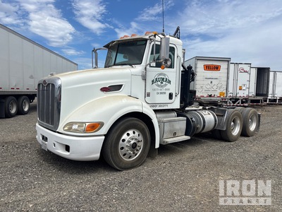 2013 Peterbilt 6x4 T/A Day Cab Truck Tractor w/1998 Western Mulch Blower Trailer