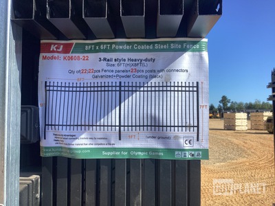 (22) Pieces of Powder Coated Steel Fence w/(23) Post Connectors - Unused