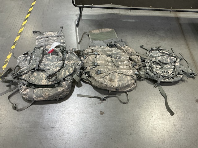 (6) Assault packs, (10) Large Field Pack Sets & Assorted Items (6) Assault packs, (10) Large Field Pack Sets & Assorted Items