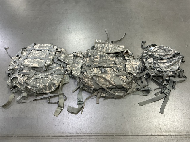 (11) Large Field Pack Sets, (9) Assault Packs & (13) Duffel Bags