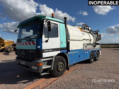 2002 Huwer Mixte on 2002 Mercedes Actros 2635 6x4 Porteur Hydraucurage Vacuum Tanker Truck (Inoperable)