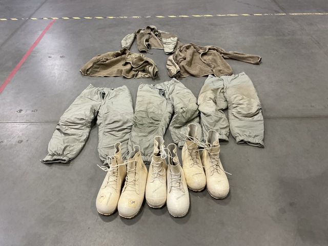 (12) Pairs of Cold Weather Boots, (18) Cold Weather Jackets & Assorted Items