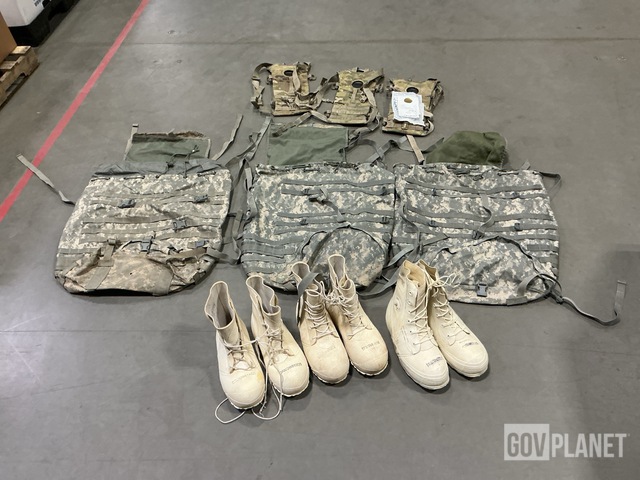 (68) Hydration Carriers, (18) Pairs of Boots & Assorted Items