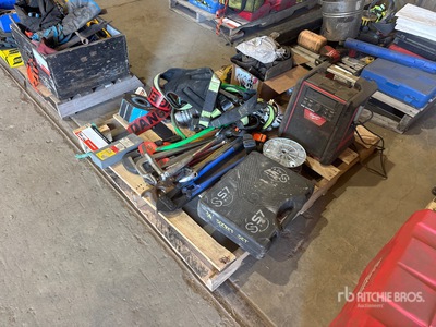 Quantity of Wrenches, Milwaukee M18 Charger, Socket Set, Harness, Misc Items Divers - Outils à main