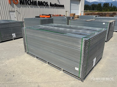Quantity of (55) 9 ft 6 in x 6 ft Galvanized Premium Site Fence (Unused)