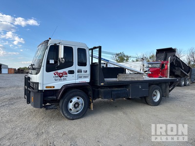 Auto Crane Straight Boom on 1997 GMC 7500 4x2 Extended Cab Camion à plate-forme avec grue