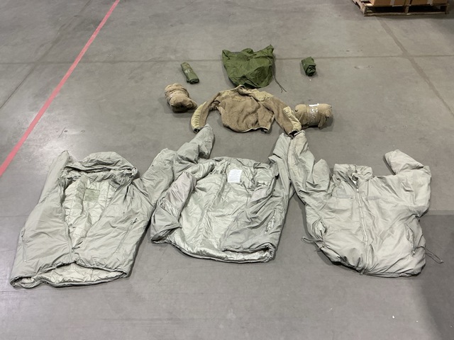 (29) Clothing Bags, (6) Extreme Cold Weather Parkas & Assorted Items (29) Clothing Bags, (6) Extreme Cold Weather Parkas & Assorted Items