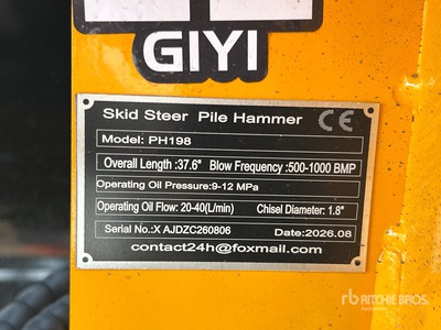 2026 GIYI GY-PH198 Mini Skid Steer Post Driver (Unused)