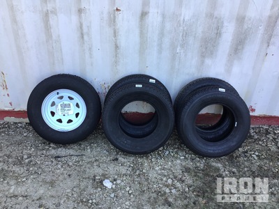 (4) Power King ST205/75R14 Tires & (1) Rubbermaster ST205/75R14 Tire w/Wheel