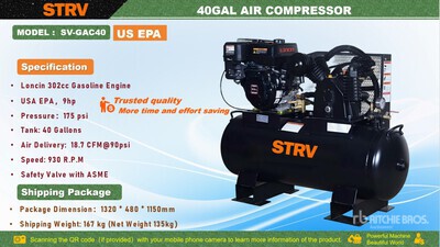 2026 STARVOX SV-GAC40 18.7 cfm 40 gal Compresseur à air (Unused)