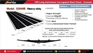Quantity of (150) 2026 STARVOX S3048B Corrugated Steel Panels (Black) (Unused)