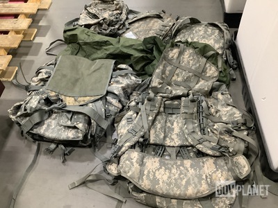 (12) Large Field Pack Sets, (4) Clothing Bags & Assorted Items