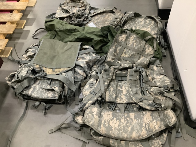 (12) Large Field Pack Sets, (4) Clothing Bags & Assorted Items (12) Large Field Pack Sets, (4) Clothing Bags & Assorted Items