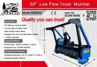 2026 Raytree RMBD50 50 in Drum Skid Steer Mulcher (Unused)