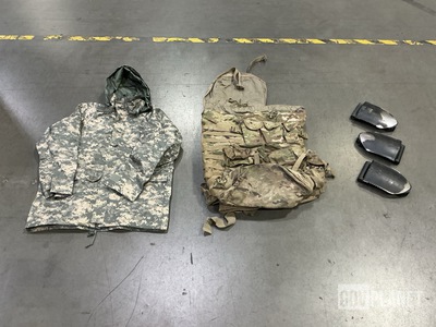 (56) Entrenching Tools, (11) Pairs of Trousers, (25) Carriers & Assorted Items