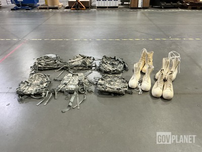 (15) Pairs of Boots, (4) Field Packs, (11) Jackets & Assorted Items