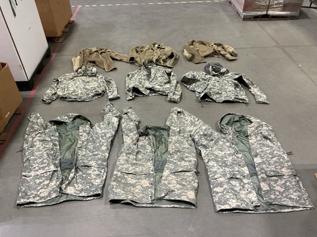 (64) Assorted Jackets, (8) Cold Weather Parkas & Assorted Items