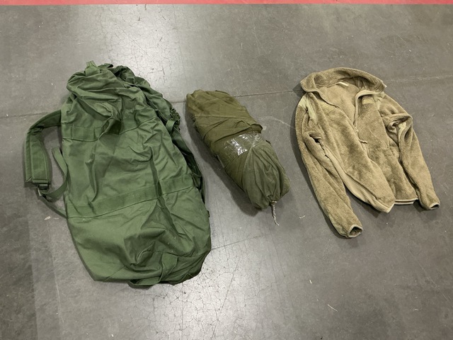 (45) Jackets, (16) Duffel Bags, (4) Insect Protectors & Assorted Items