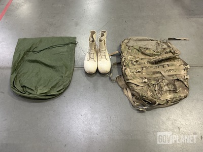 (7) Clothing Bags, (17) Pairs of Extreme Cold Weather Boots & Assorted Items