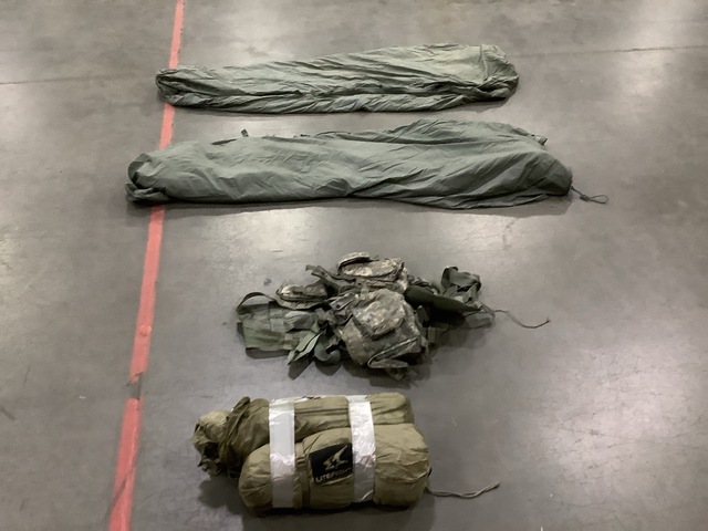 (18) Sleeping Bags, (8) ICS Shelters, (1) Vest & Assorted Items