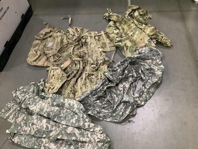 (39) Pairs of Wet Weather Trousers, (9) Large Field Rucksacks & Assorted Items