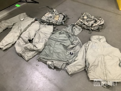 (10) Parkas, (10) Load Carriers, (25) Duffel Bags & Assorted Items